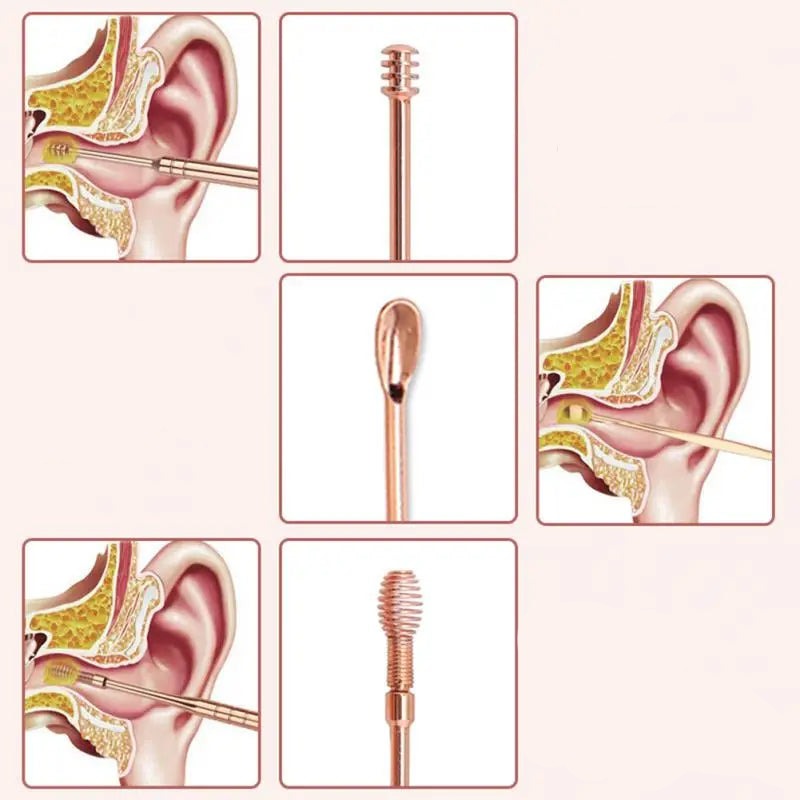 Ear Cleaner Stainless Stee Ear Care Spoon Tool Soft Spiral for Ears Earwax Picker Cleaning Ear Wax Removal Tool Earpick