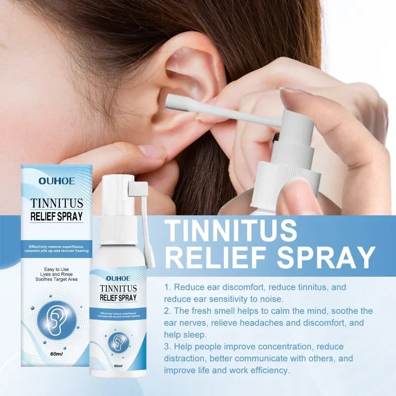 60Ml Tinnitus Relief Spray Clean Ear Canal Blockage Improve Listening Tinnitus Deafness Sore Relief Ear Cleaning Liquid Ear Care